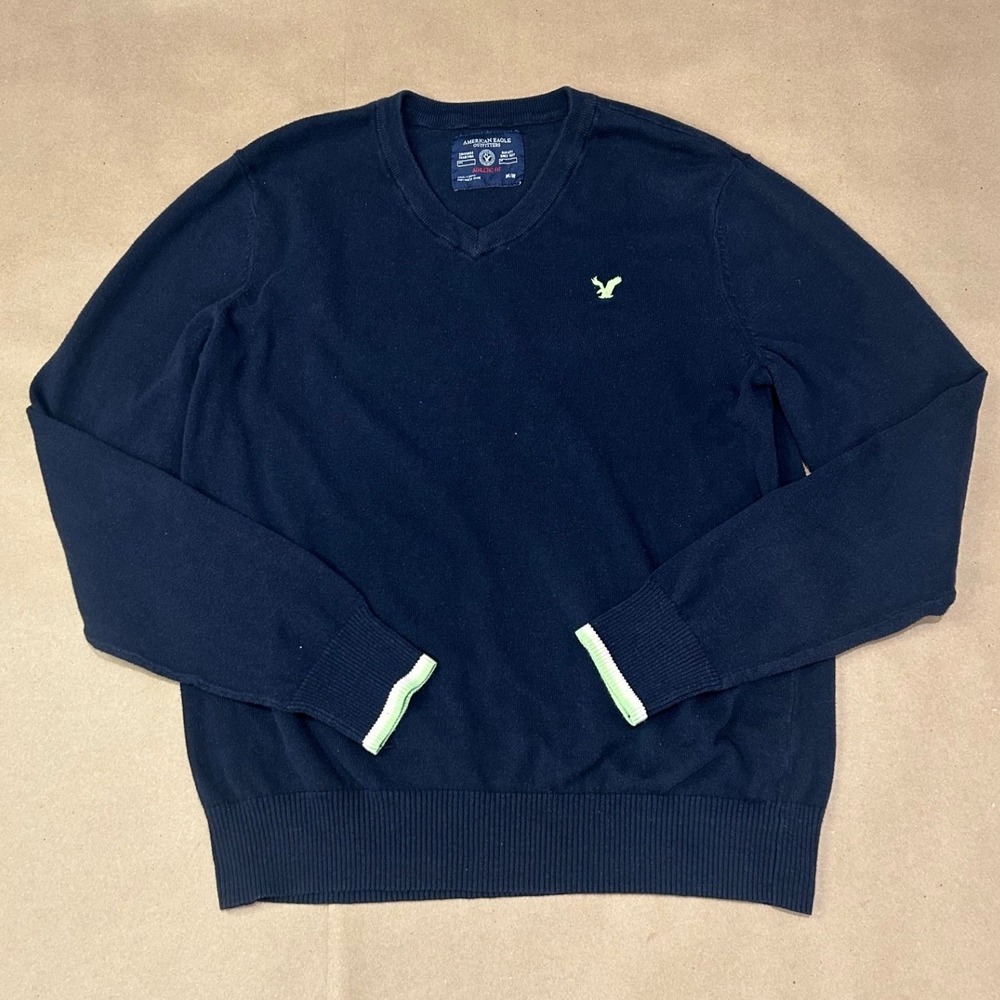 American Eagle Navy Blue V-Neck Sweater Mens Size Medium